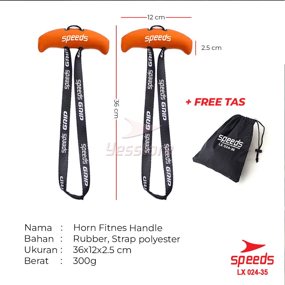 SPEEDS Horn Fitness Handles Grip Fitnes Handle Pull Up Weight Lifting Support Perlengkapan Gym  024-35