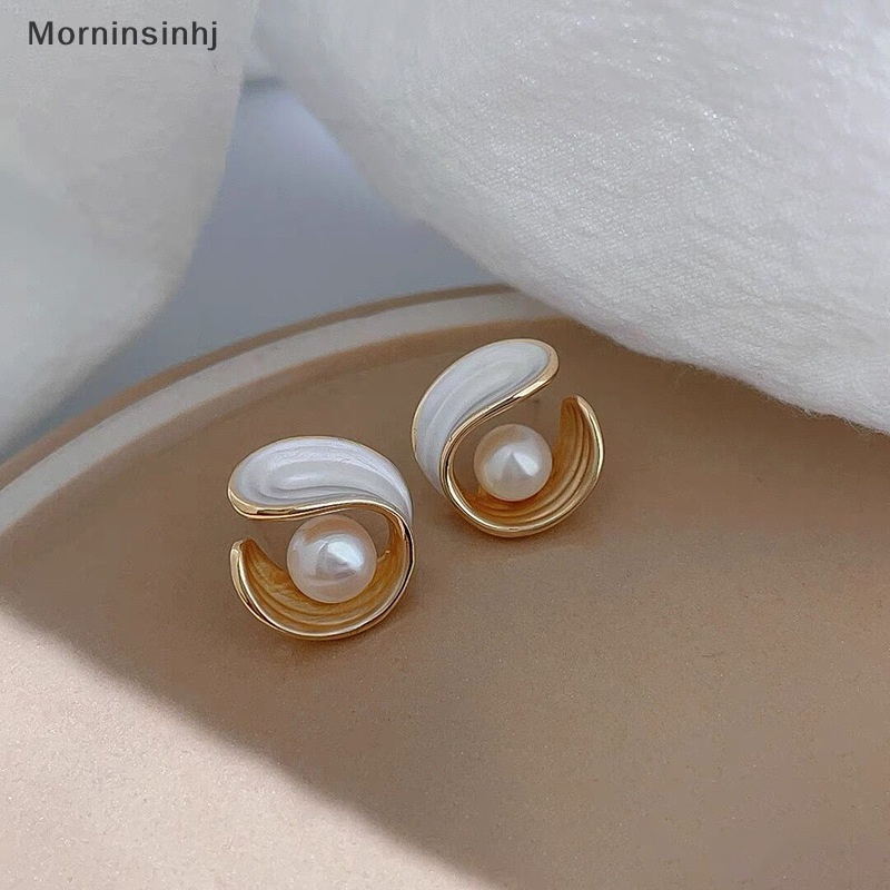 Mornin Wanita Elegan Anting Tusuk Mutiara Untuk Wanita Baroque Geometris Korea Fashion Pernikahan Ear Studs Earrings Jewelry id