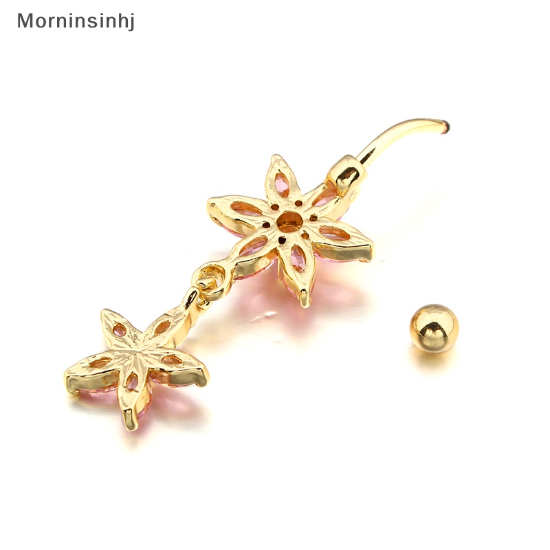 Mornin 1PCS Bunga Zirkon Pusar Perhiasan Cincin Perut Perhiasan Tubuh Untuk Wanita Pantai Belly Navel Rings id