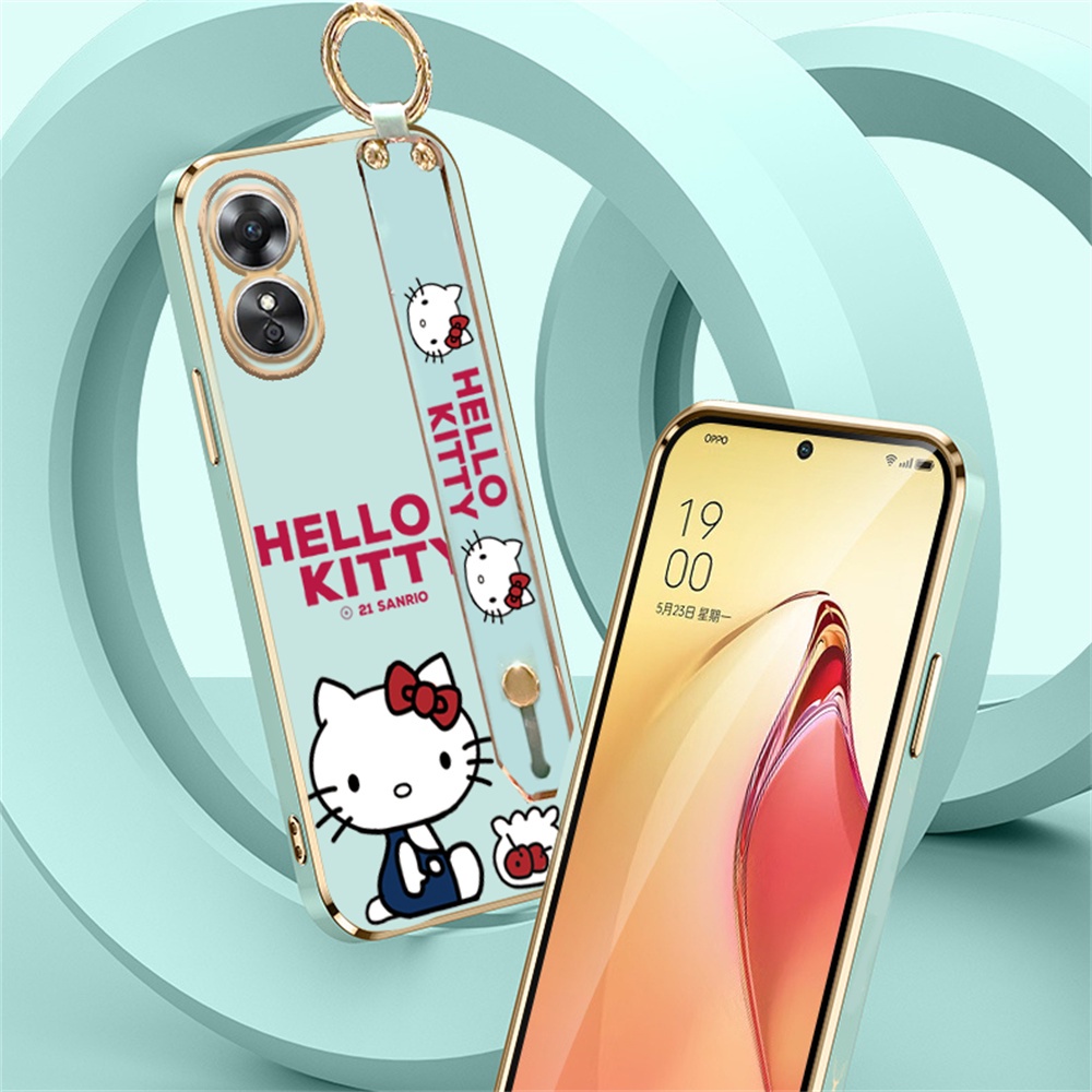 Case Kitty Kartun Samsung A24 A14 A13 A04e A04S A03 A03S A23 A02S A10S A10 A12 A20S A52 A52S A50 A50S Stand Holder Lipat Mewah Plating Karet Soft Cover