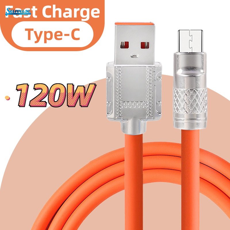 Inovatif 3warna Pilihan 120W 6A Pengisian Cepat USB Tipe-C Kabel Data Sederhana 6A 1m /1.5m /2m Universal Aluminium Alloy Interface Super Quick Charge Wire