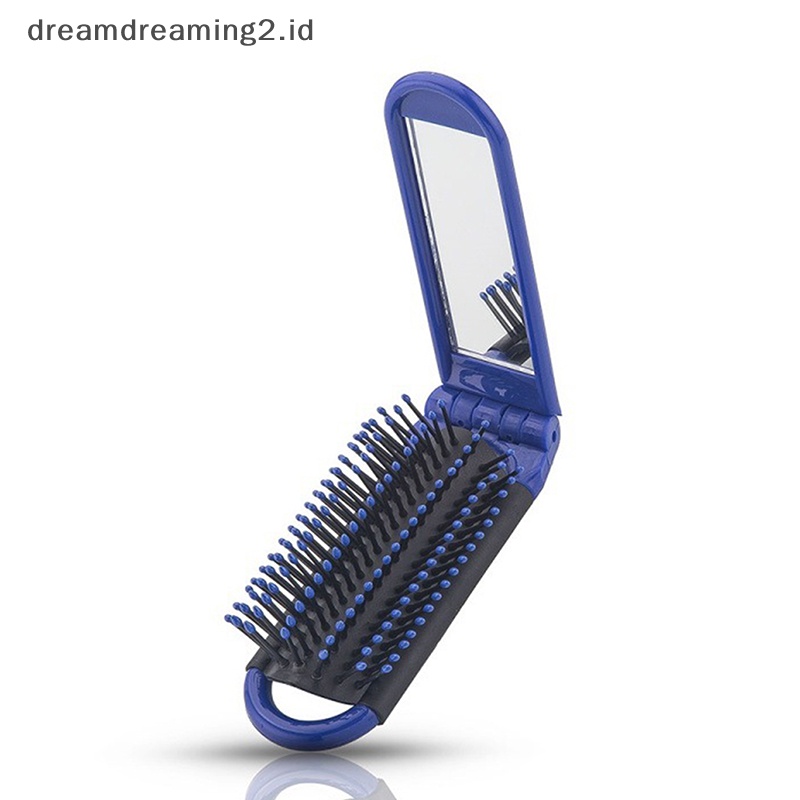 (drea) Sisir Rambut Travel Profesional Portable Sikat Rambut Lipat &amp; Cermin Compact Comb //