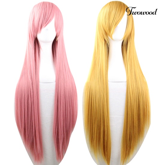 Twowood Wanita Fashion Panjang Anime Wig Cosplay Pesta Wig Penuh Lurus Rambut Ekstensi