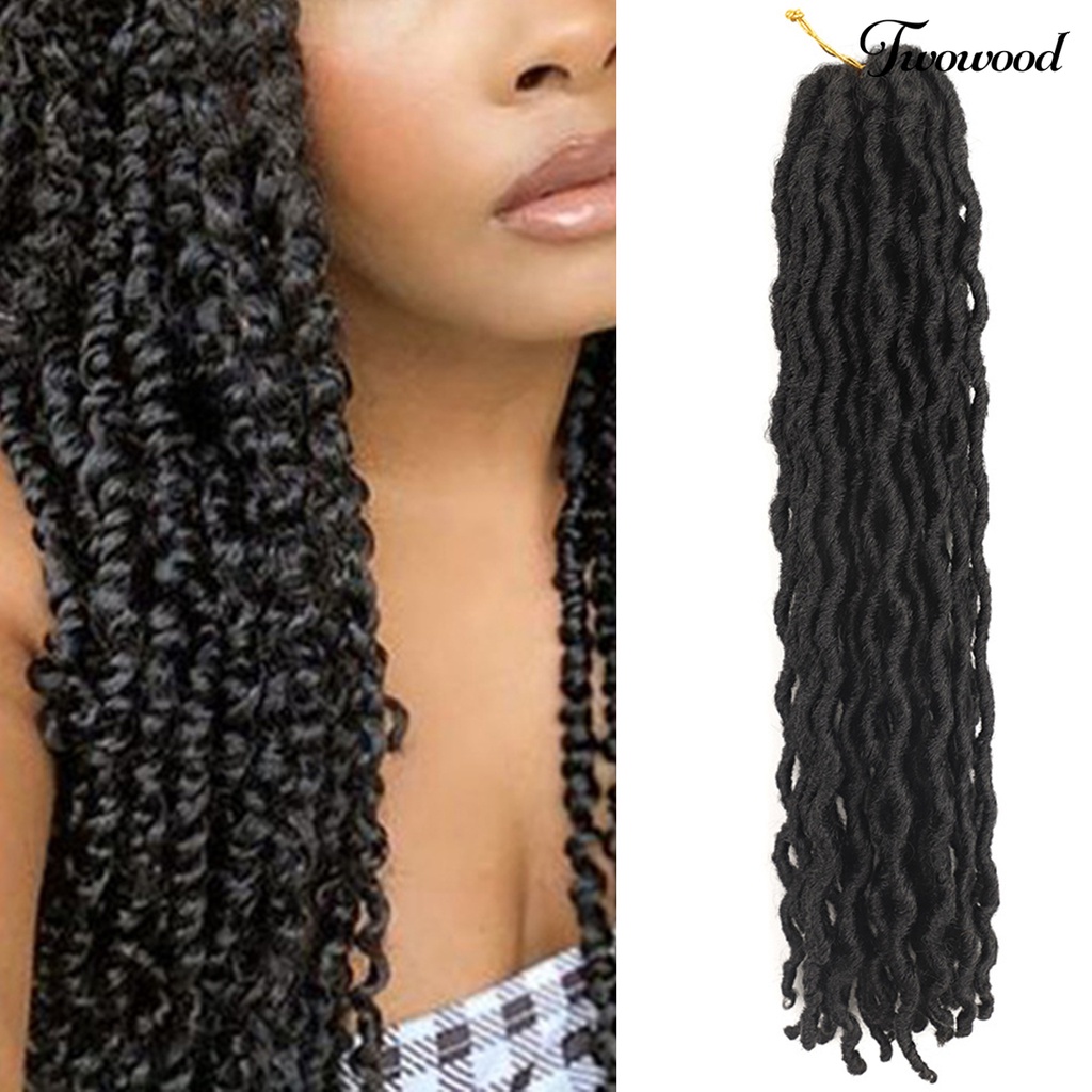 Twowood Braided Wig Curly Memperpanjang Rambut Tekstur Tebal Gimbal Hitam Wanita Faux Locs Crochet Wig Untuk Perempuan