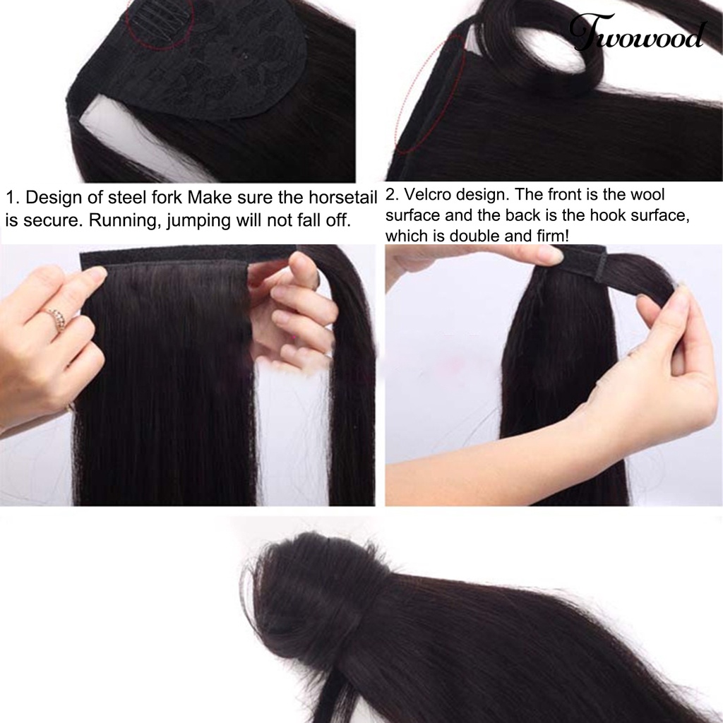 Twowood Curly Ponytail Mudah Dipakai Ponytail Keriting Jagung Panjang Hias Ringan Untuk Rumah