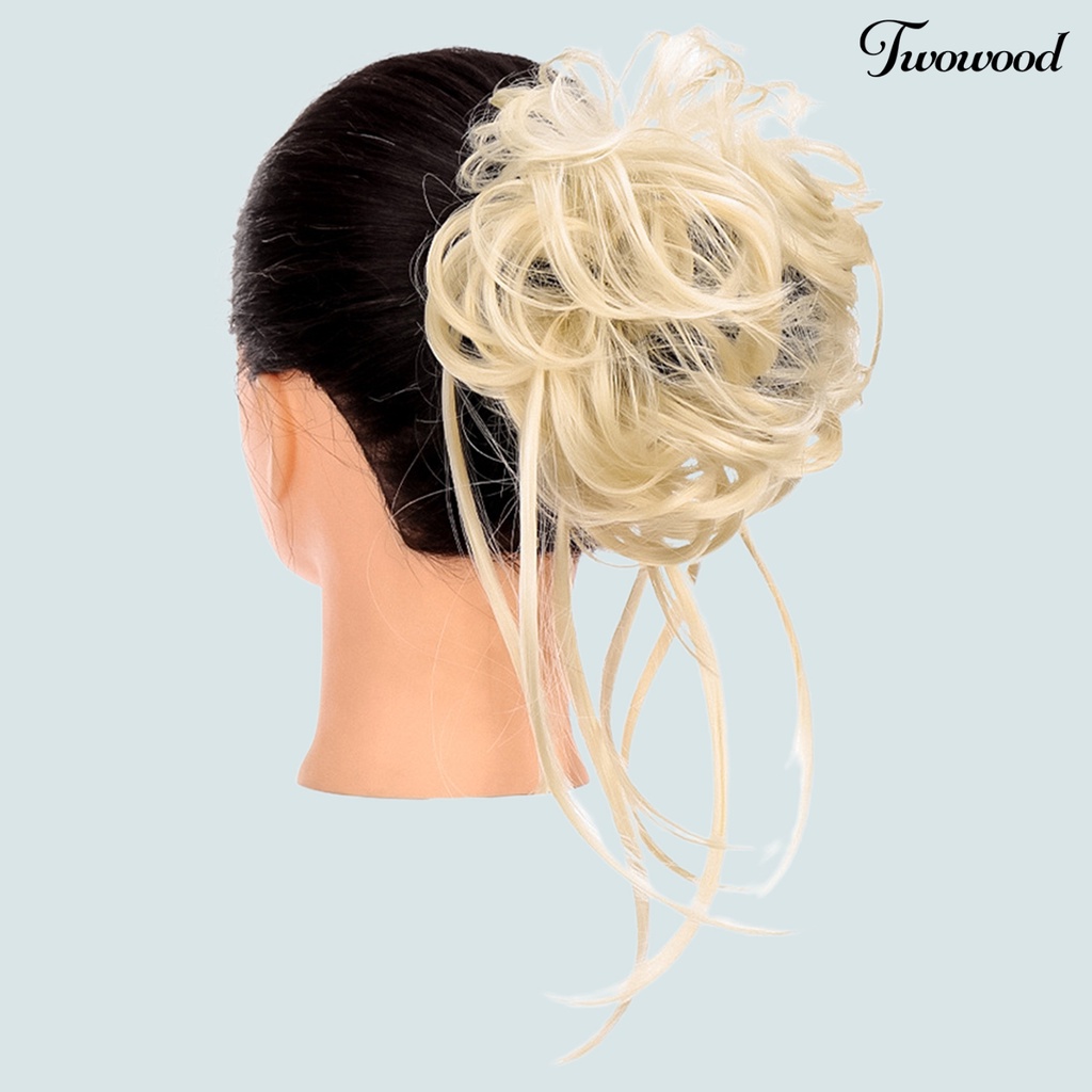 Twowood Wig Messy Effect Fluffy Hair Breathable Sanggul Rambut Chignon Messy Scrunchie Elastis Untuk Pesta