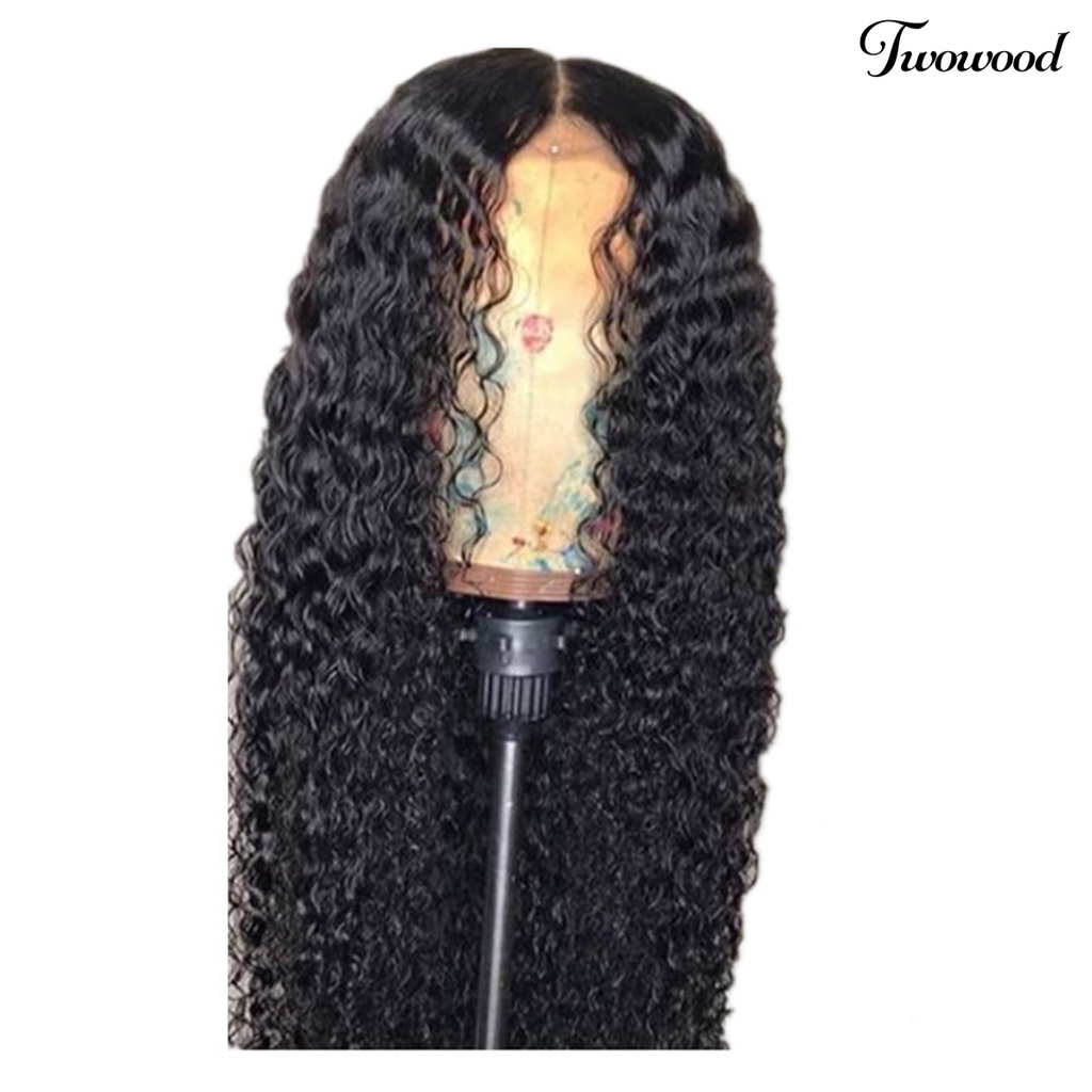 Twowood Curly Wig Mudah Dipakai Lembut Berbulu Trendi Sehat Alat Makeup Suhu Tinggi Sutra Afrika Keriting Rambut Wanita Wig Untuk Pesta