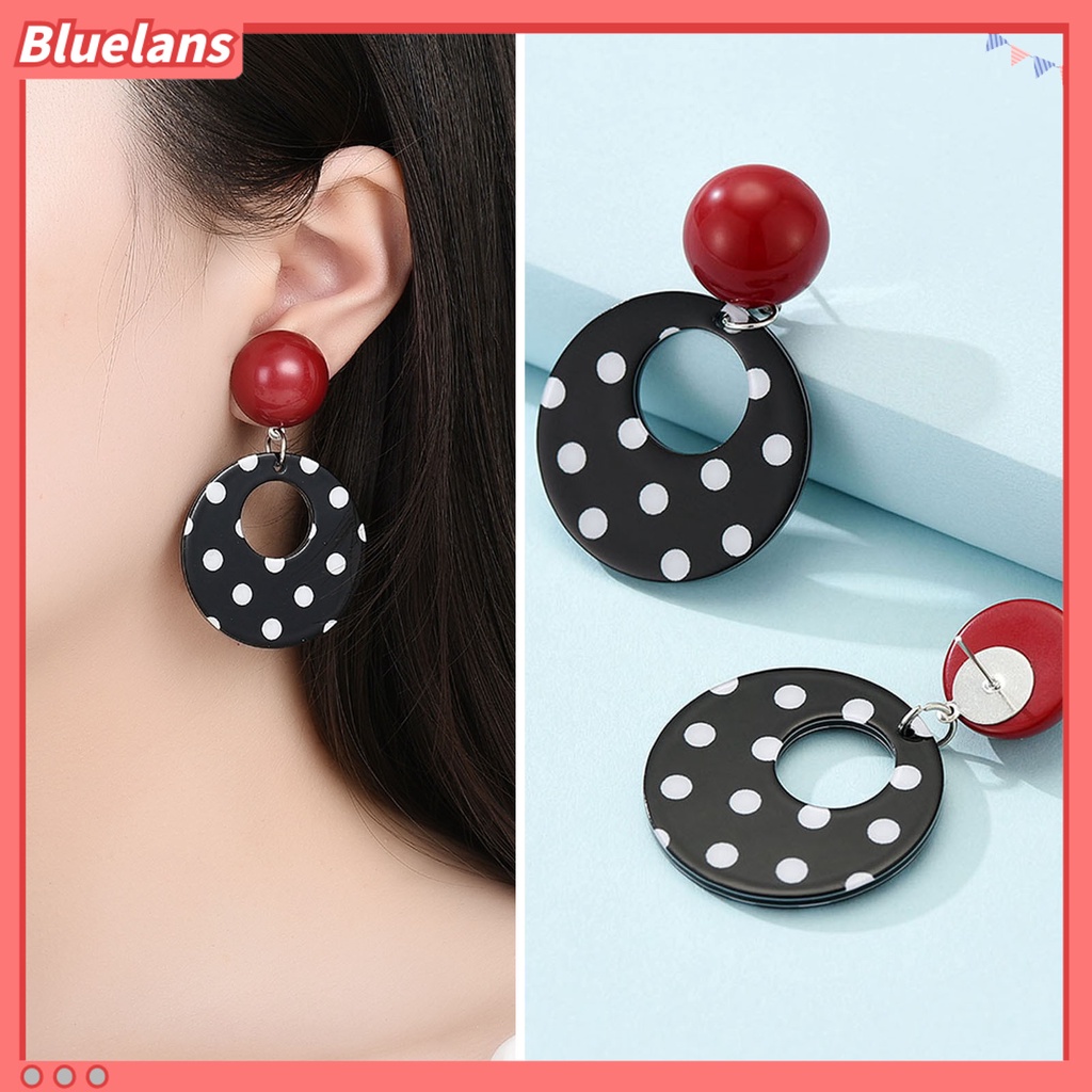 [BLS] 1pasang Anting Wanita Desain Dot Lingkaran Geometris Permukaan Halus Tahan Aus Berdandan Tahan Luntur Fashion Pesta Lady Stud Menjuntai Anting-Anting Perhiasan Aksesori