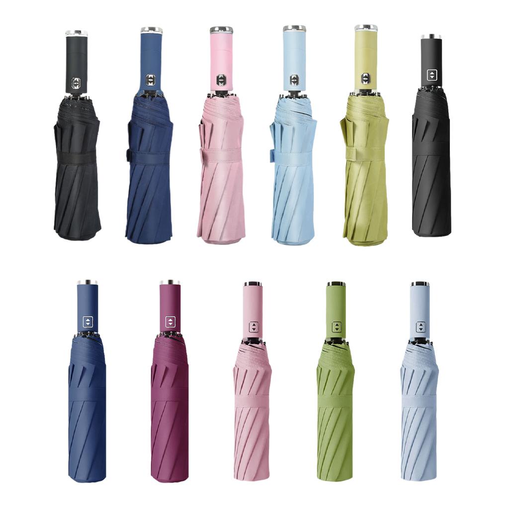 Payung Lipat Dengan Senter LED Garis Reflektif Tahan Angin Payung UV Parasol Waterproof Sunproof Pelindung Matahari Sun Rain Day