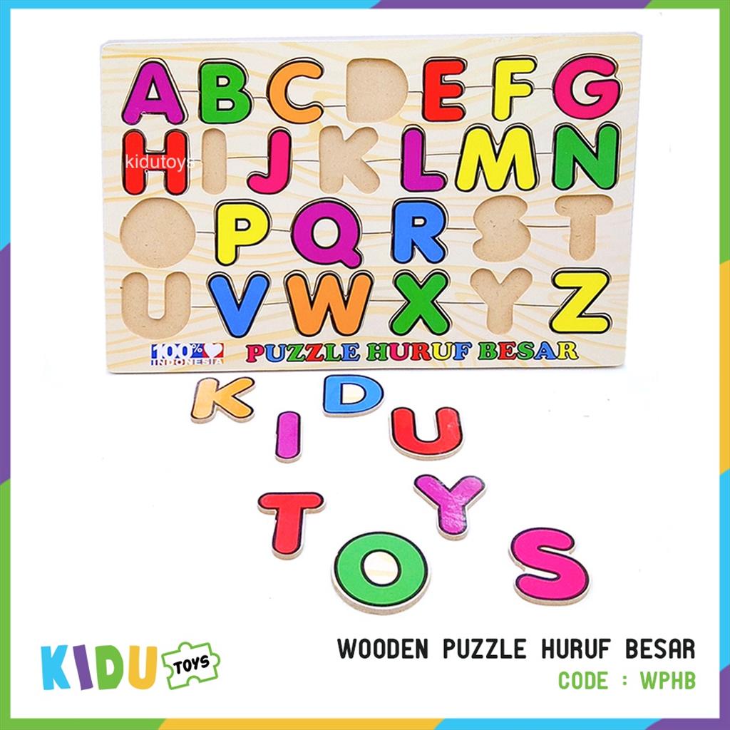 Mainan Edukasi Anak Puzzle Kayu Abjad Alphabet Huruf Besar Kapital ABC / Wooden Puzzle Huruf Besar Kidu Toys