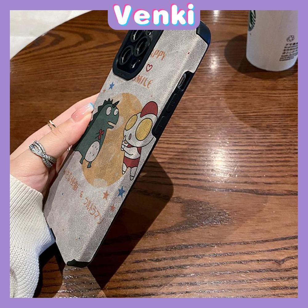 VENKI - Untuk iPhone 11 Case Leather Pupil Suede Case Soft Shockproof Case Camera Simple Cute Monster Superman Kompatibel iPhone 14 13 Pro max 12 Pro max xr xs 7Plus 8Plus