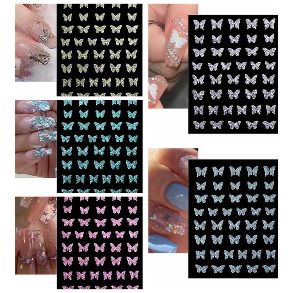 AUGUSTINA Stiker Kuku Kupu Agustina Colorful Aurora Twinkle Self Adhesive Dekorasi Kuku