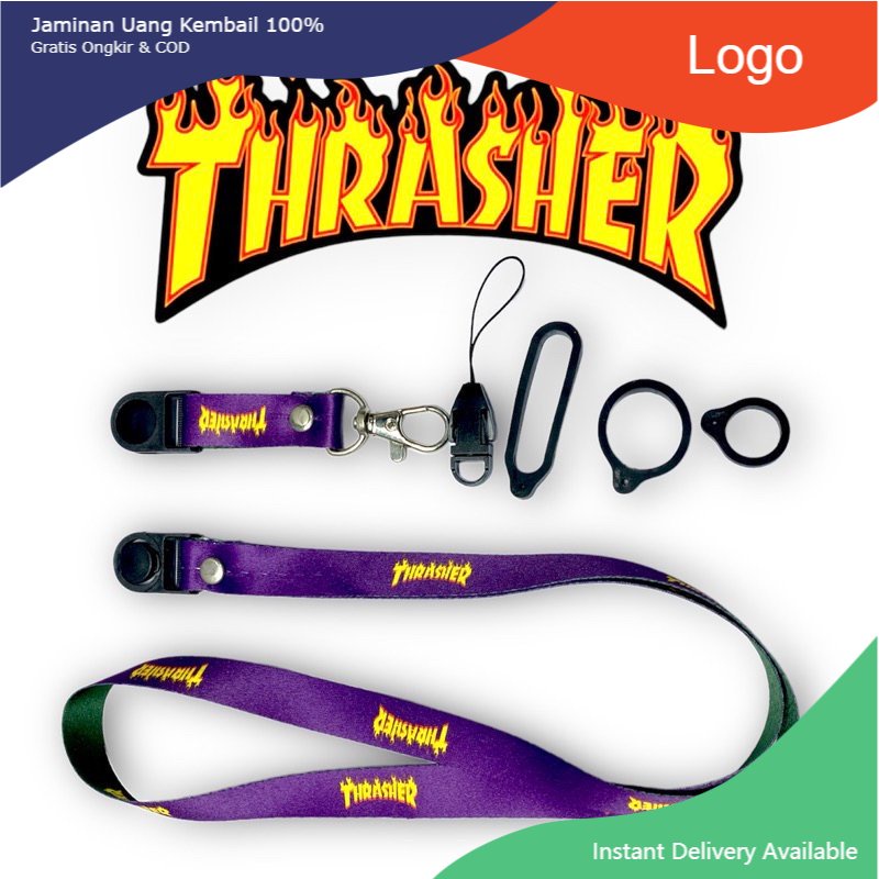 

THRASHER LANYARD PURPLE GREEN / GANTUNGAN HANDPHONE