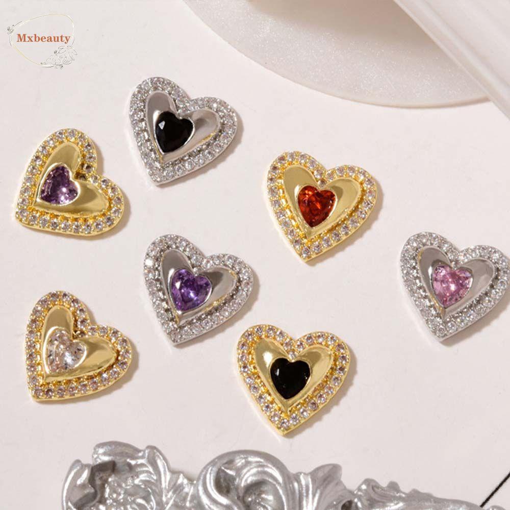 Mxbeauty Bentuk Cinta Perhiasan Kuku Pesona Shiny Gaya Jepang Manicure Nail Art Ornamen 3D Kuku Stiker Nail Art Dekorasi