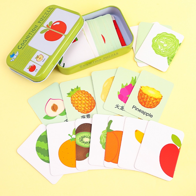 Lucu Hewan Menarik Lalu Lintas Buah Kebutuhan Sehari-Hari Permainan Kartu Grafik Korek Api Montessori Cognition Mainan Kreatif Edukasi Awal Mainan Puzzle Dua Sisi Untuk Anak