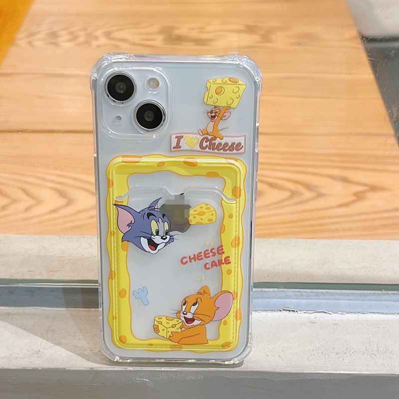 Card Case Cheese Tom &amp; Jerry Soft Case HP iP iPhone 14 13 12 11 Pro X XS XR Max 7 8 + Plus Yellow FTD Casing Apple