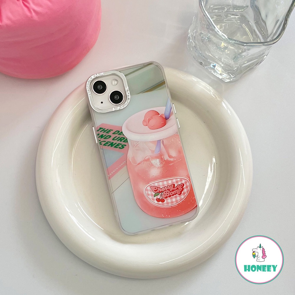 Sweet Pink Cherry Jam Case Untuk iPhone 14 Pro Max 13 12 11 Pro Max Casing iPhone XR XS 7 8Plus Fashion Berlapis Penutup Pelindung Lensa