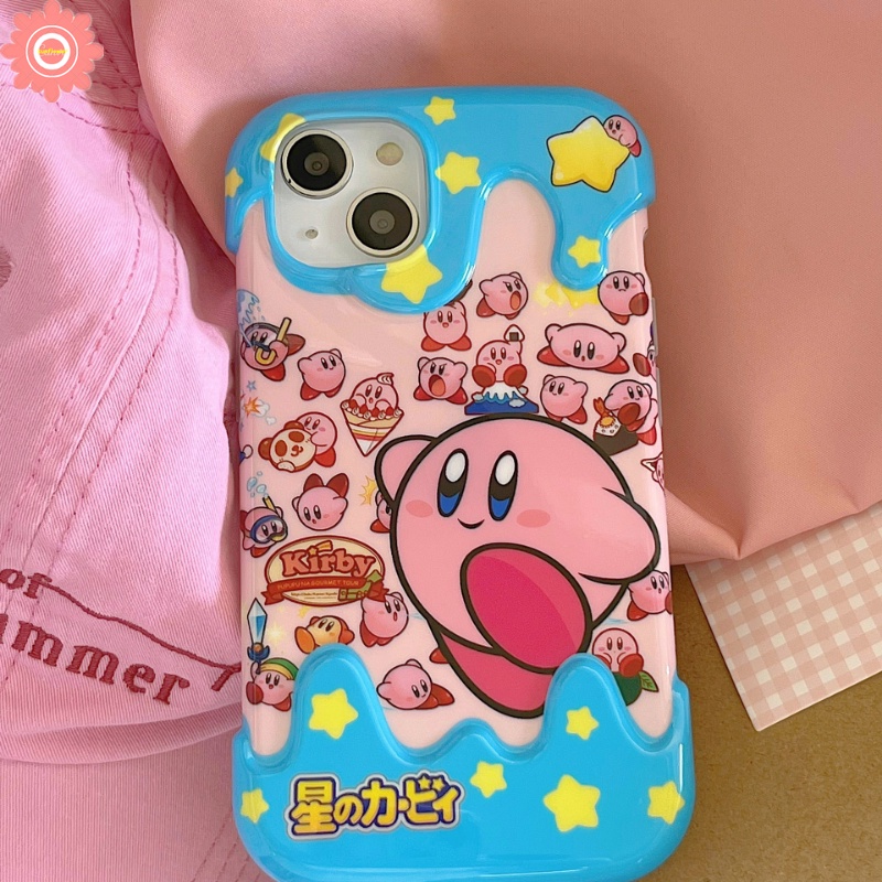 IPHONE 3d Ice Cream Kartun Lucu Kirby Case Kompatibel Untuk Iphone14 11 13 12 Pro Max XR 7Plus 8Plus X7 8 Plus XS Max Shockproof Bintang Lembut Tpu Phone Cover