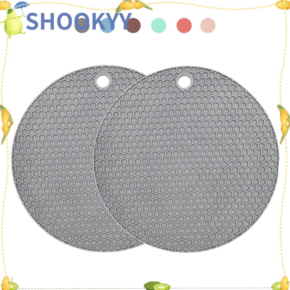 Chookyy 2pcs Alas Insulasi Panas Aksesoris Dapur Non-slip Round Pot Holder Tatakan Meja