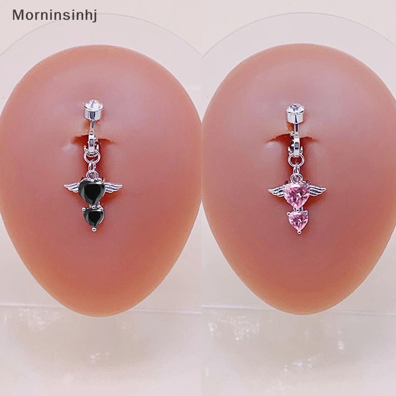 Mornin Gratis Meninju Bentuk Hati Wings Belly Button Rings Perut Palsu Heart Clip On Pusar Pusar Pusar Pusar Pusar Untuk Wanita Tubuh Perhiasan Sexy id