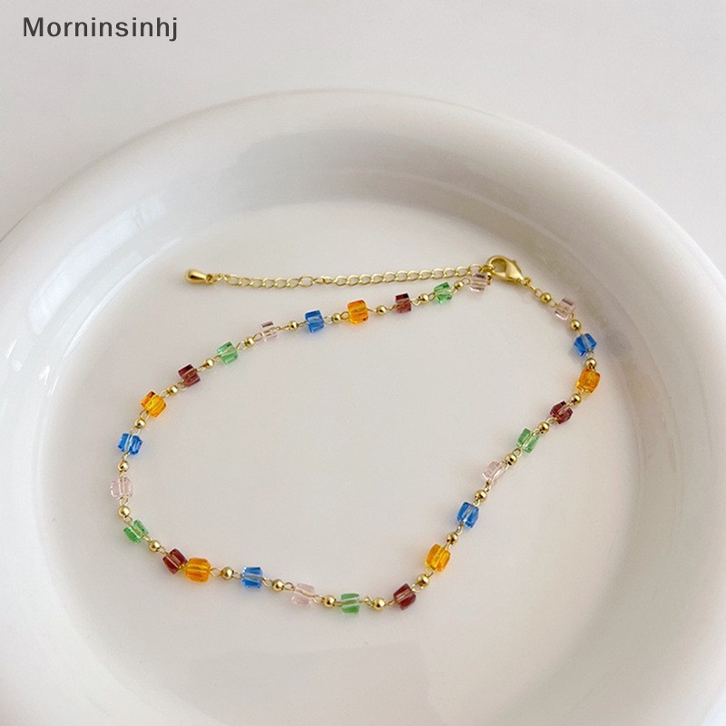 Mornin Bohemian Manik-Manik Kristal Warna-Warni Rumbai Gelang Fashion Kalung Sederhana Trendi Handmade Rantai Klavikula Untuk Wanita Perhiasan Hadiah id