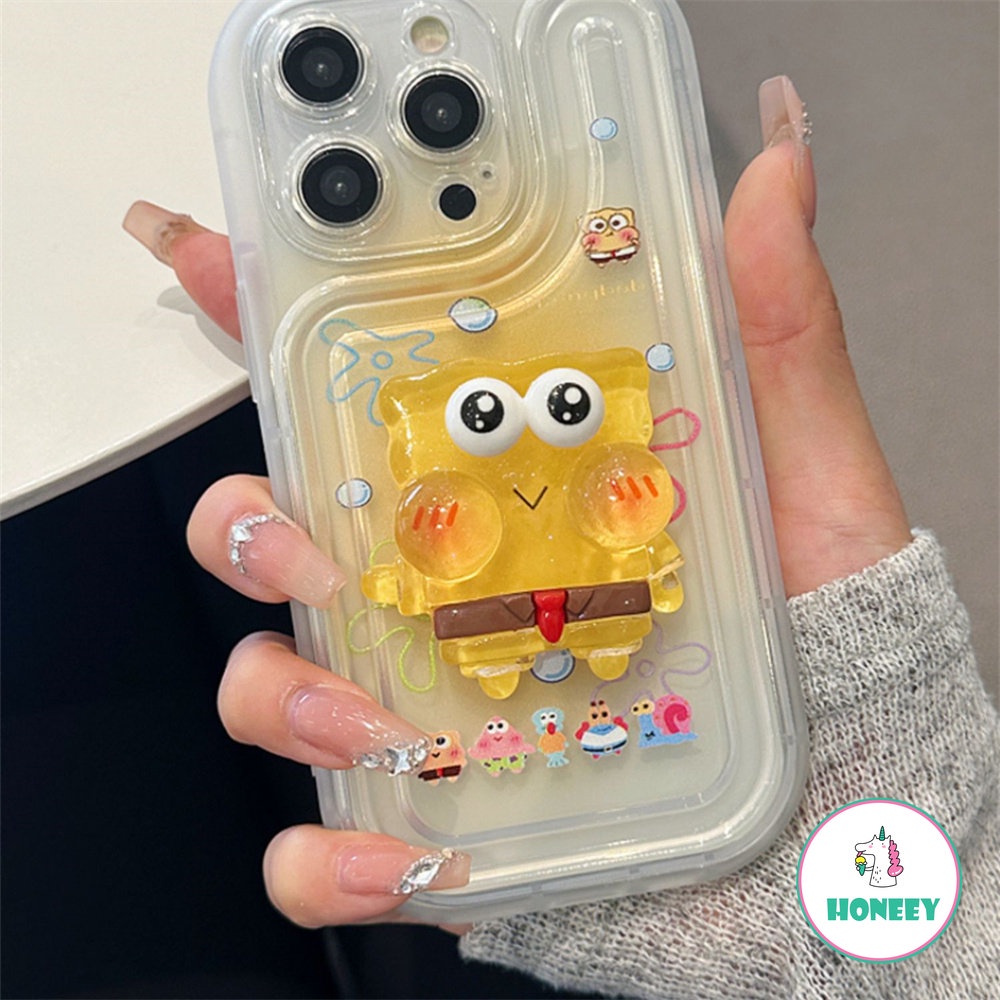 Casing SpongeBob Lucu Untuk iPhone 14 Pro Max Case iPhone 11 Pro Max12 13 Pro XR Xs Max7 8 Plus Bening Airbag Anti-Drop Back Cover