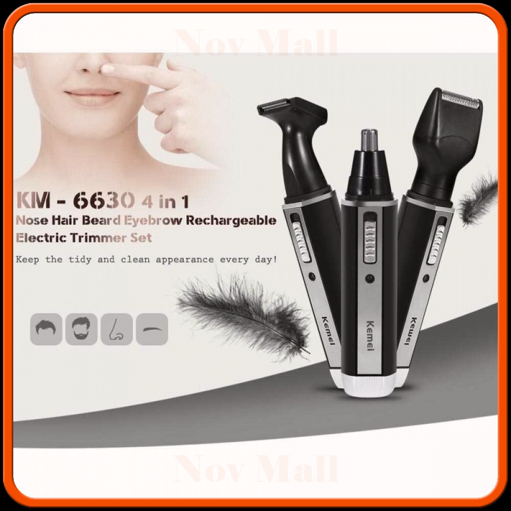 Alat Cukur Elektrik 4 in 1 Nose Ear Eyebrow Trimmer - KM-6630