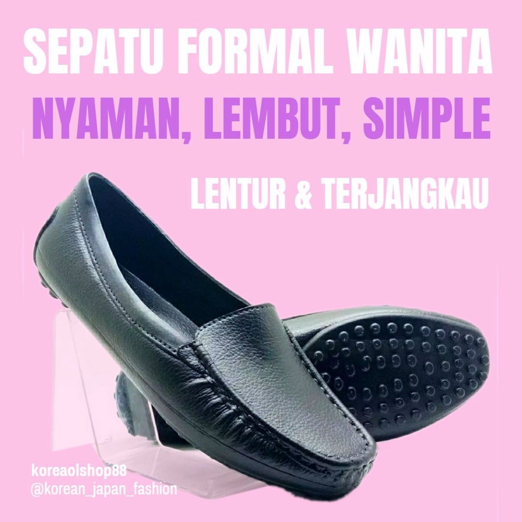 COD.. Sepatu Kerja Wanita Sepatu Formal Pantofel / Pansus Karet Slip On Simpel Nyaman Dipakai Bisa COD