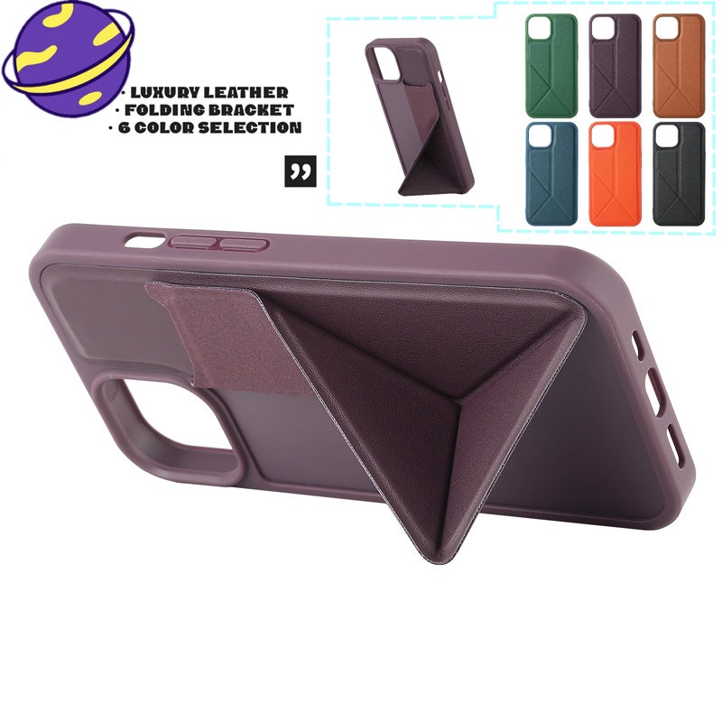 IPHONE Fashion Invisible Stand Casing Untuk Iphone14 13 12 11 Pro Max Casing Perlindungan Jatuh Ponsel Mewah Penutup Belakang