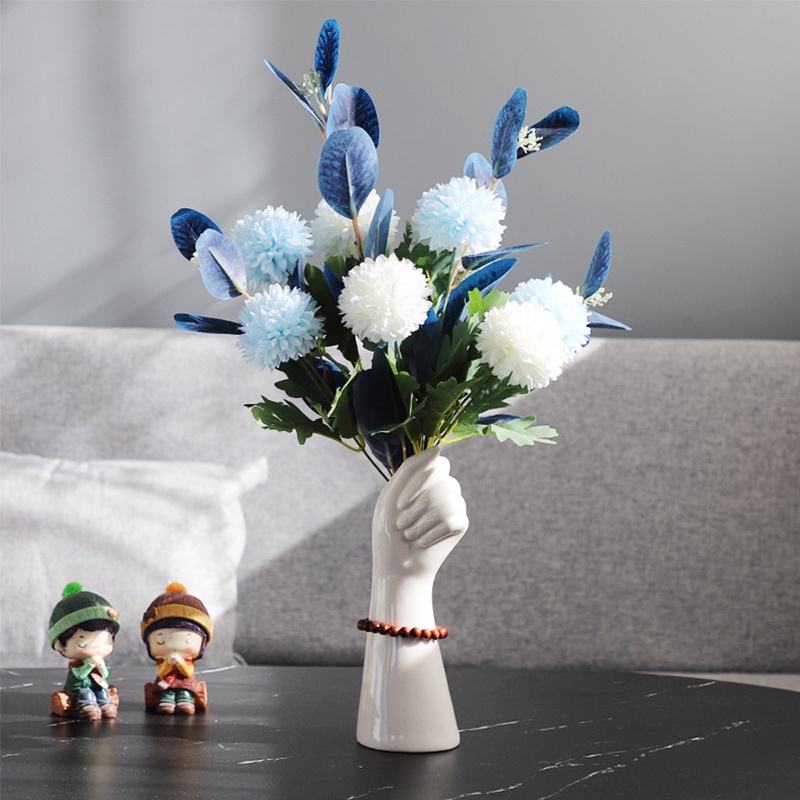 ღ Nordic Style Ceramics Vase Modern Creative Hand Shaped Vase Flowers Arrangement Home Decor Office Desktop Living Room Ornament Gifts