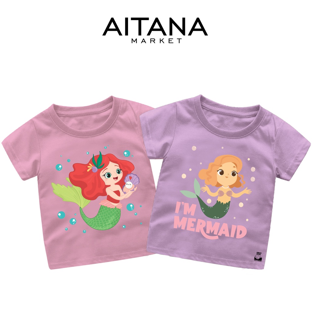 Baju Kaos Ariel Mermaid Series Ready Size Bayi &amp; Anak Bahan Katun Combed 30s