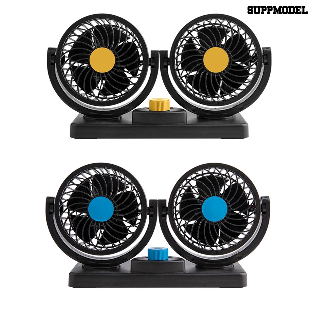 [SM] Kipas Angin Mobil Motor Kuat Kebisingan Rendah Desain Kepala Ganda Kecepatan Yang Dapat Diputar Dapat Disesuaikan Mobil Kipas Ultra-Tenang Pendingin Pribadi Ac Perlengkapan Mobil