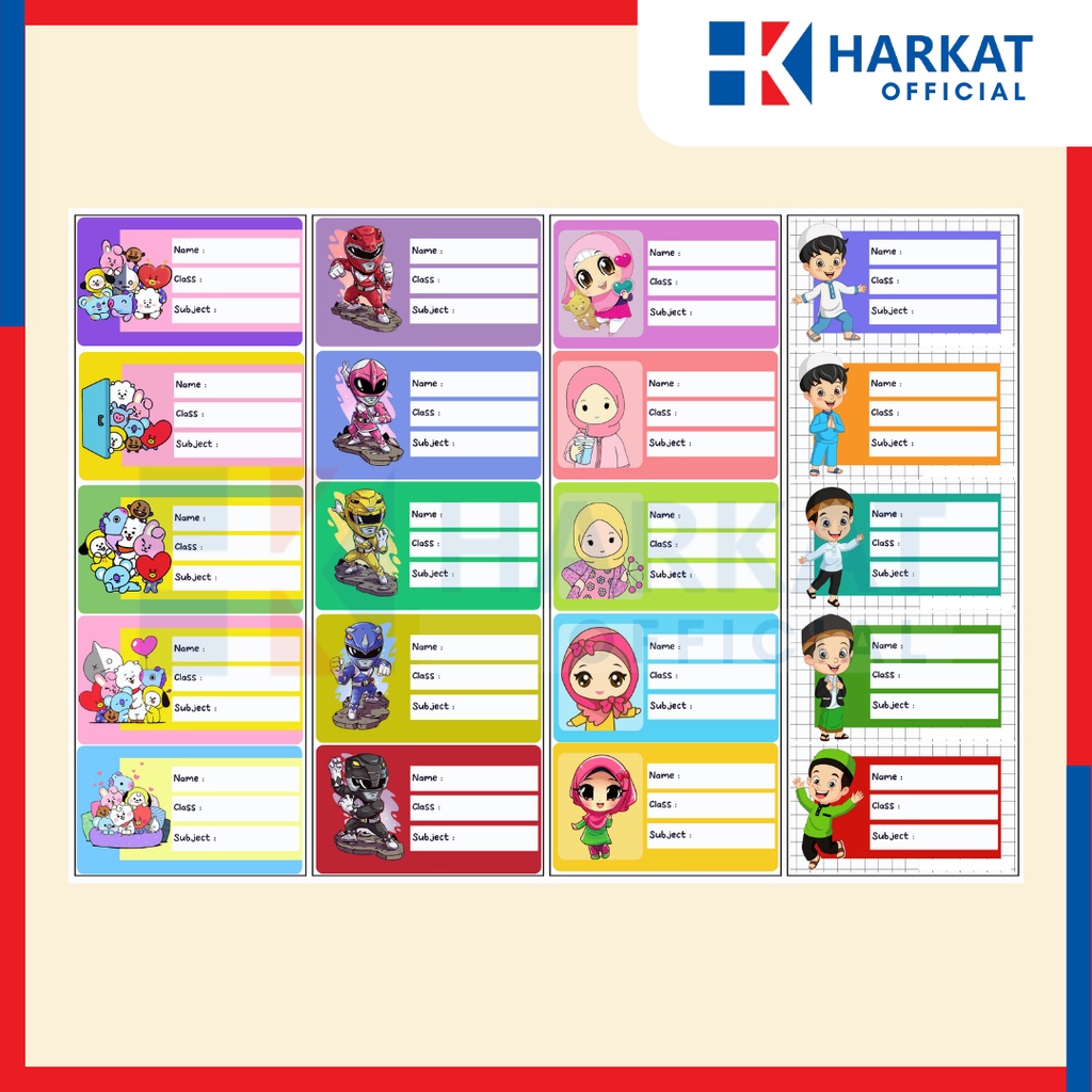 

(PAKET RESELLER 180 LEMBAR) Stiker Mapel Label Pelajaran Jadwal Pelajaran Motif Baru Mixie Viral