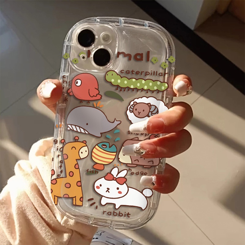 IPHONE Casing Hewan Lucu Kompatibel Untuk Iphone14 13 12 11 Pro Max XS X Xr8 +7Plus Casing Ponsel Silikon Lembut Shockproof Transparan Cover Cell Precticer