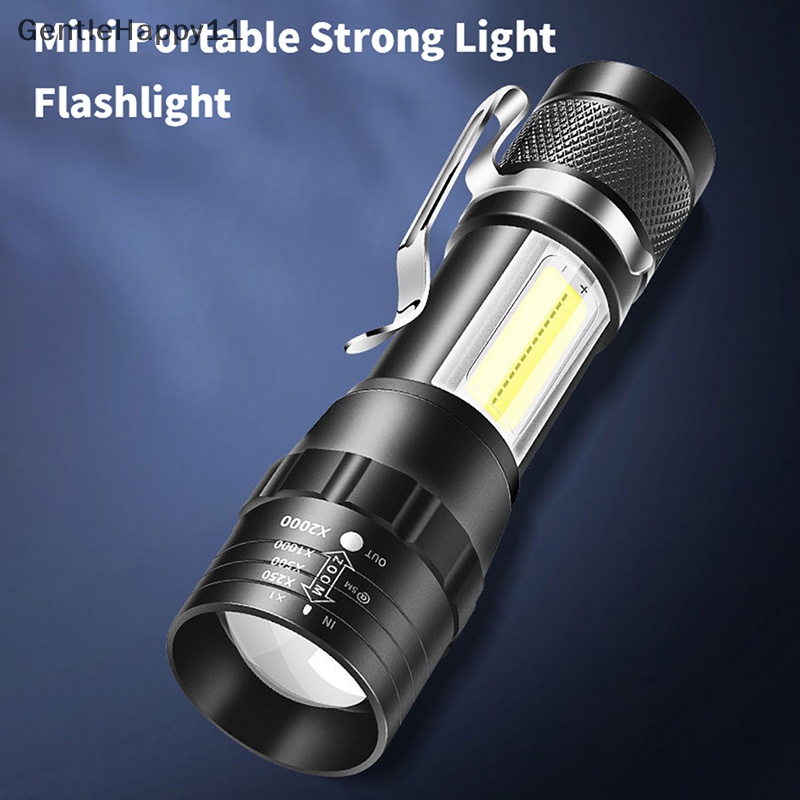 Gentlehappy Mini Torch LED Rechargeable Senter Portable USB Charging Flashlight Camping Tinggi Tahan Air Jarak Jauh Lentera id