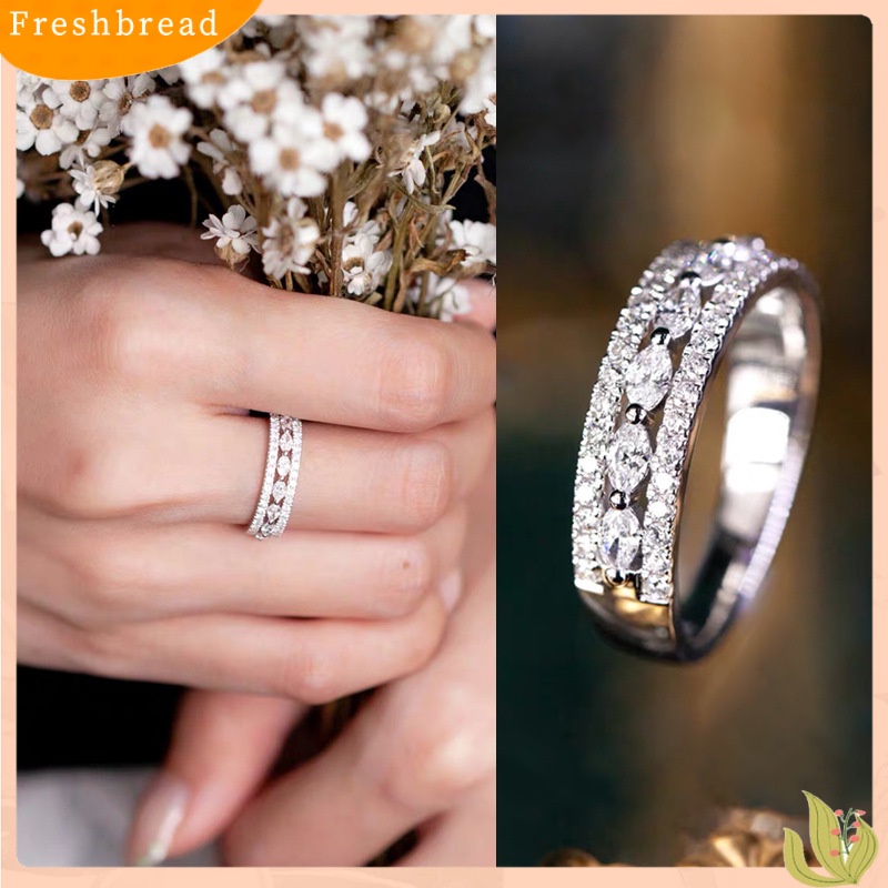 [FRA] Mewah Desainer fashion Temperamen 18 K Berlapis Emas Setengah Lingkaran Penuh Berlian marquise Zirkon Cincin Berlian Cincin Wanita