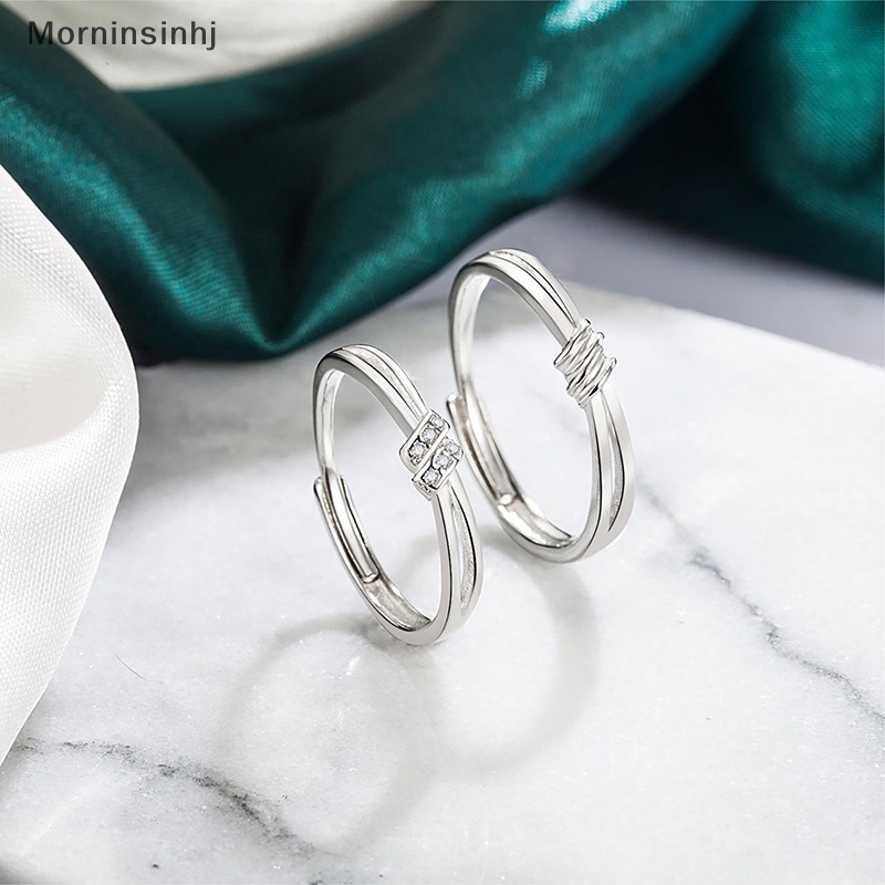 Mornin Cincin Pasangan Simpul Konsentrik Cahaya Sederhana Pembukaan Adjustable Zirkon Jari Rings Untuk Hadiah Perhiasan Peringatan Pacar id