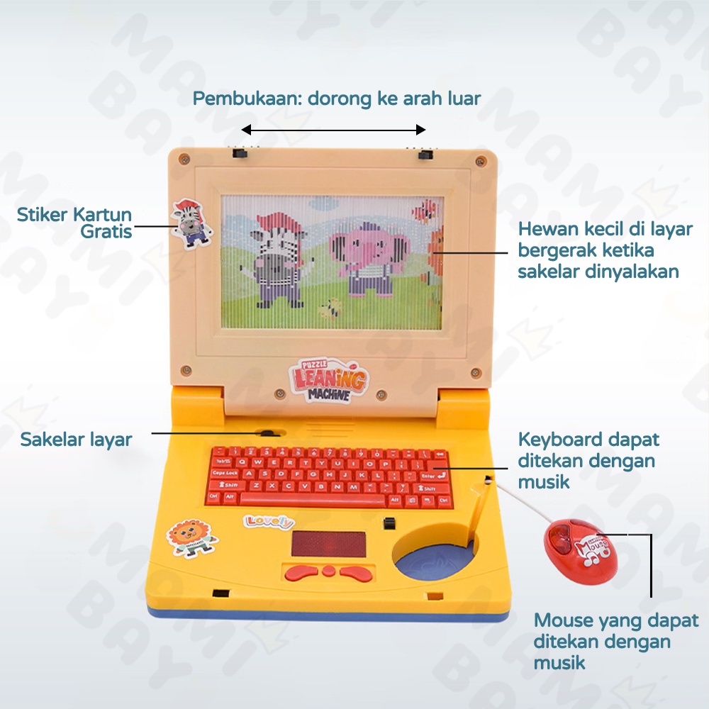 Mamibayi Mainan Laptop Anak Bayi Mini Laptop Dengan Musik Mainan Edukasi Anak Learning Machine