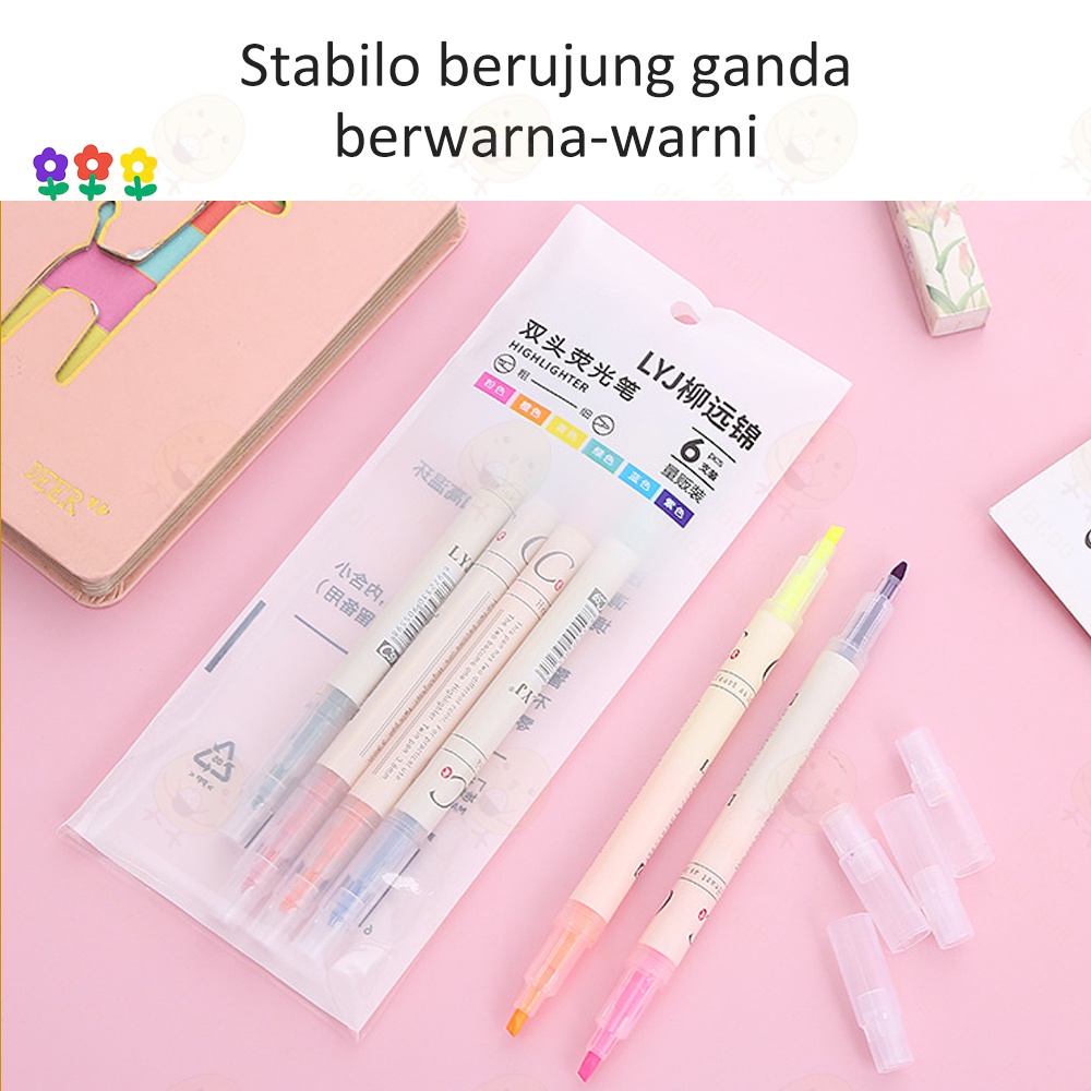 Poney Set highlighter pen Stabilo warna warni Stabilo 6 sampai 12 warna Stabilo panjang