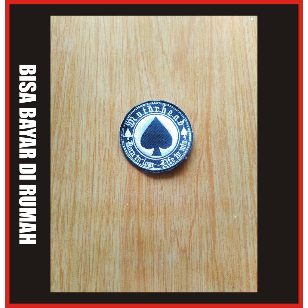 Bordir Patch Emblem Bordir Set Murah Band Metal Punk Hitam Untuk Jaket Keren Motorhead Logo Ace Of S