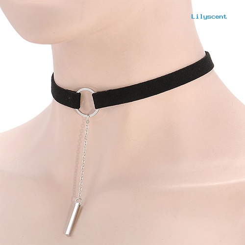 [LS]Wanita Choker Kerah Beludru Bulat Cincin Liontin Rantai Klavikula Kalung Perhiasan