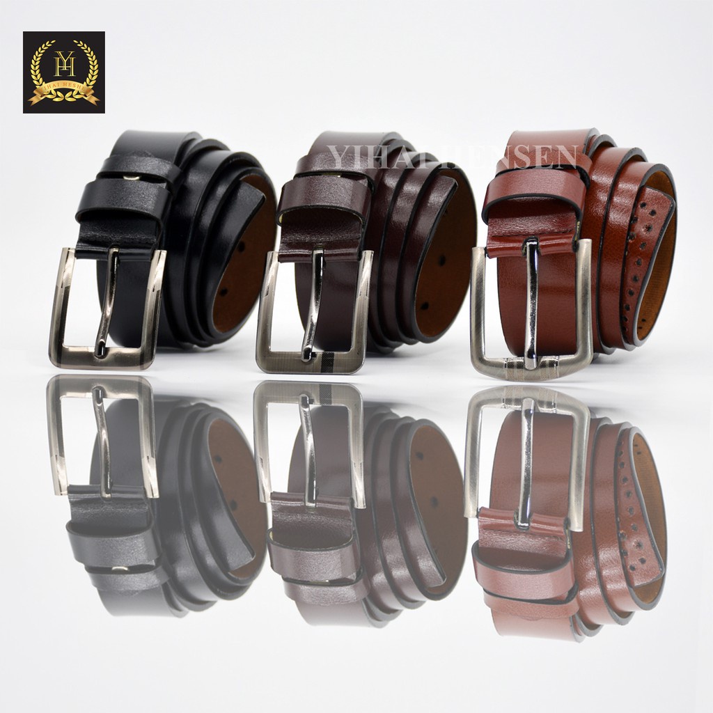 Ikat Pinggang Pria Kulit Imitasi Sabuk Pria Model Tusuk Jarum Gesper Pria Men Belt - YH004