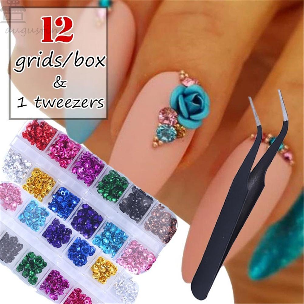 AUGUSTINA Agustin 3D Rose Nail Decoration 120pcs DIY Perhiasan Bunga Nail Art Perlengkapan