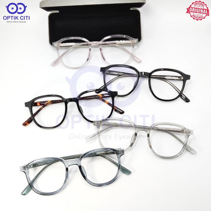 Frame Kacamata Pria Wanita Bulat Besar Vincenzo S63023 Grade Premium