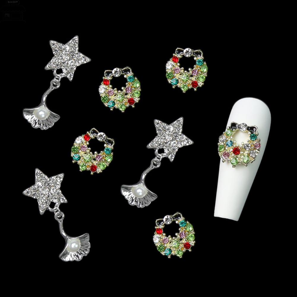 AUGUSTINA Agustina Bunga Dekorasi Kuku Pesona Kuku Jepang Nail Art Bintang Nail Rhinestones Manicure Aksesoris Stars Pendant 3D Nail Art Drills