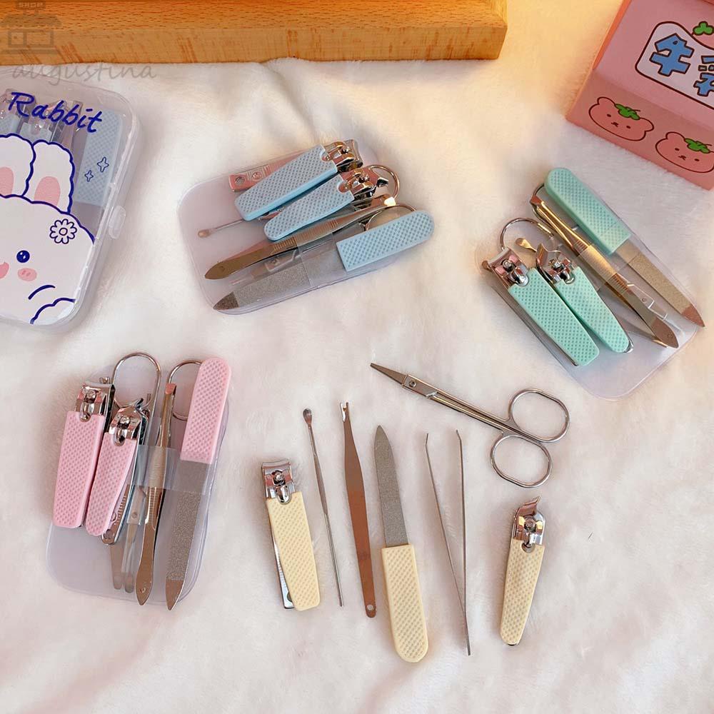 AUGUSTINA Agustina Kartun Gunting Kuku Portabel Multifungsi Manicure Kit Stainless Steel Gadis Gunting Kuku Alat
