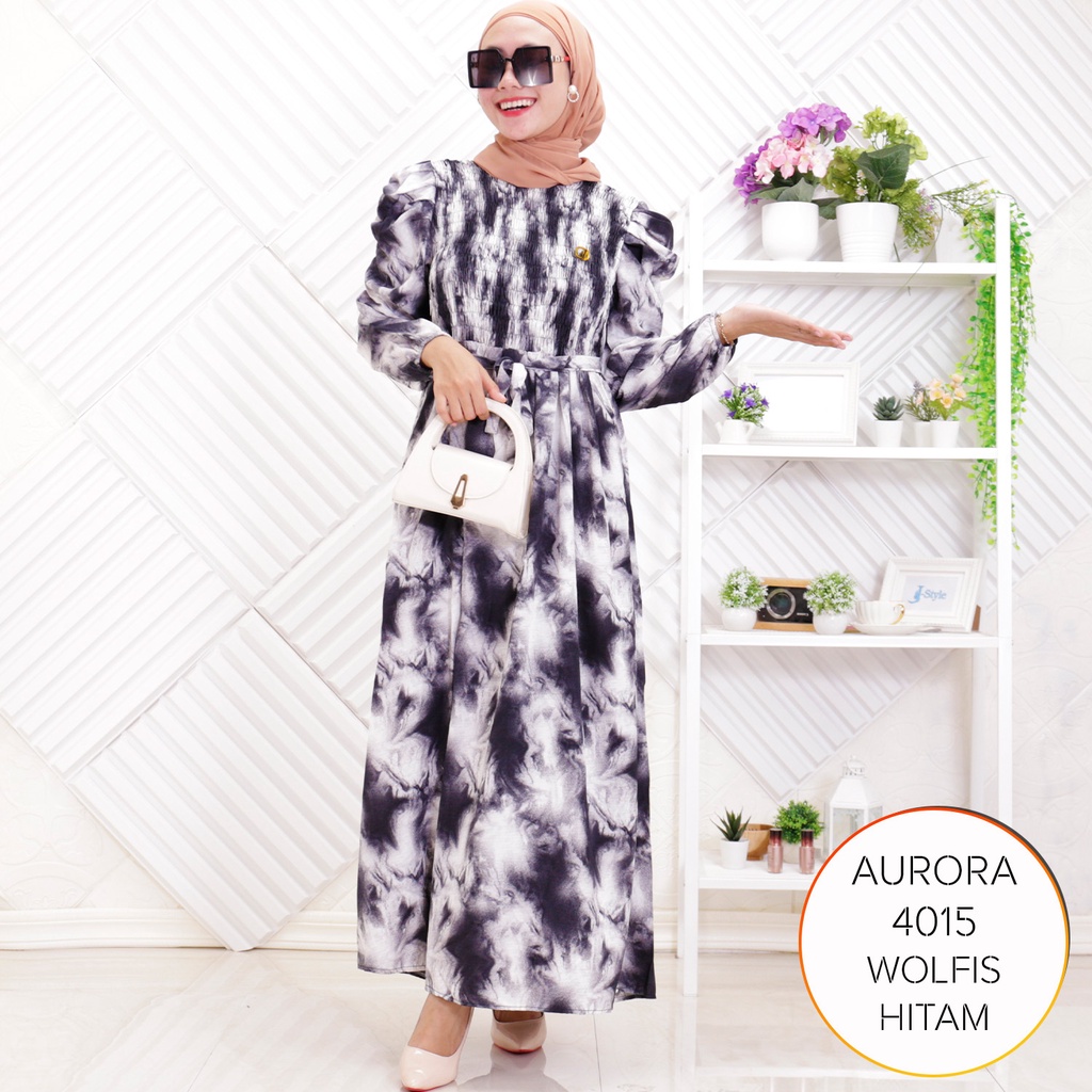Gamis Tie Dye Wolfis Lengan Balon Aurora