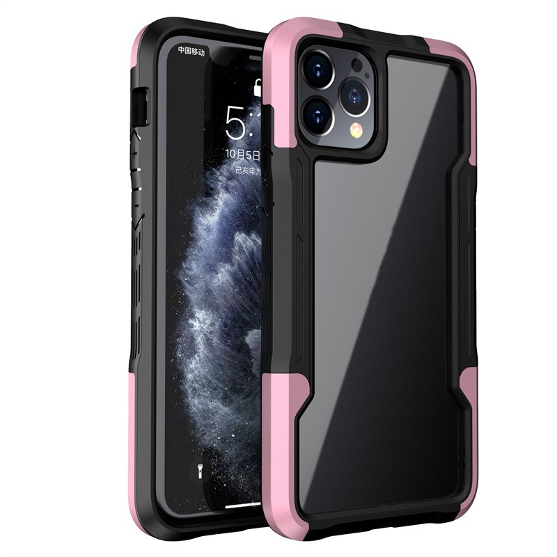 IPHONE 3in1 Shockproof Cover Transparan Casing Ponsel Untuk Iphone11 12 13 14 Pro Max7 8 14 plus XR XS MAX X Acrylic+TPU+PC Hard Case Bumper