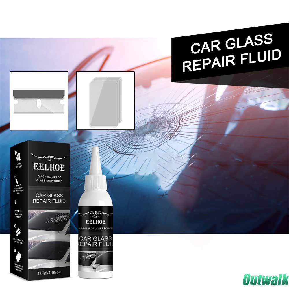 ღ 50ml Window Curing Glue Kaca Depan Mobil Retak Perbaikan Juga DIY Kit Perbaikan Layar Ponsel Jendela Mobil Auto Glass Scratch Crack Restor