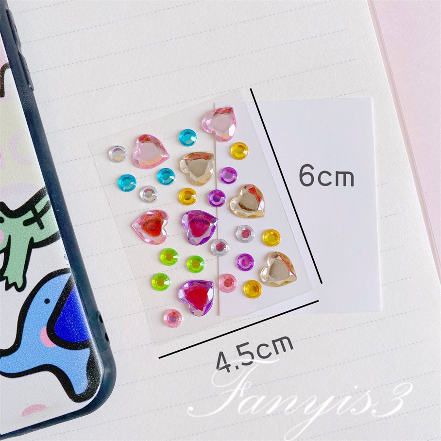 Ins Gaya Mini Cinta Bunga Permata Stiker Penuh Langit Bintang Akrilik DIY Dekoratif Kasus Ponsel Colorful Diamond Sticker